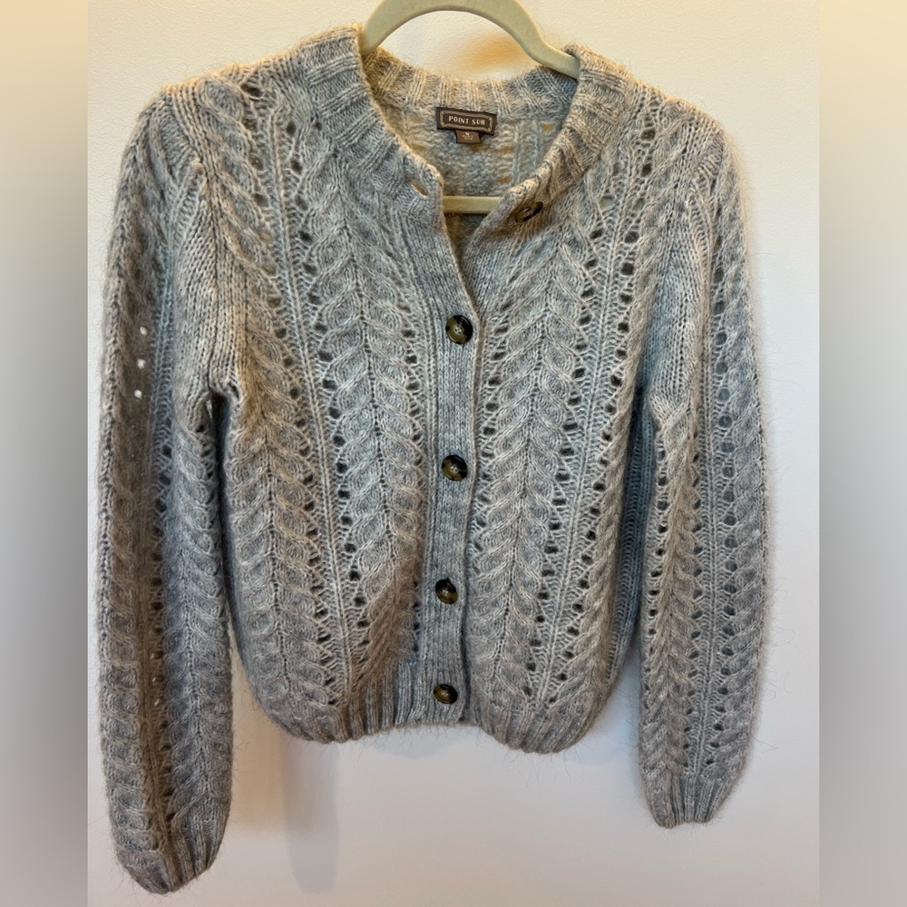 Point Sur for Anthropolgie Women's Cable Knit Cardigan in Gray